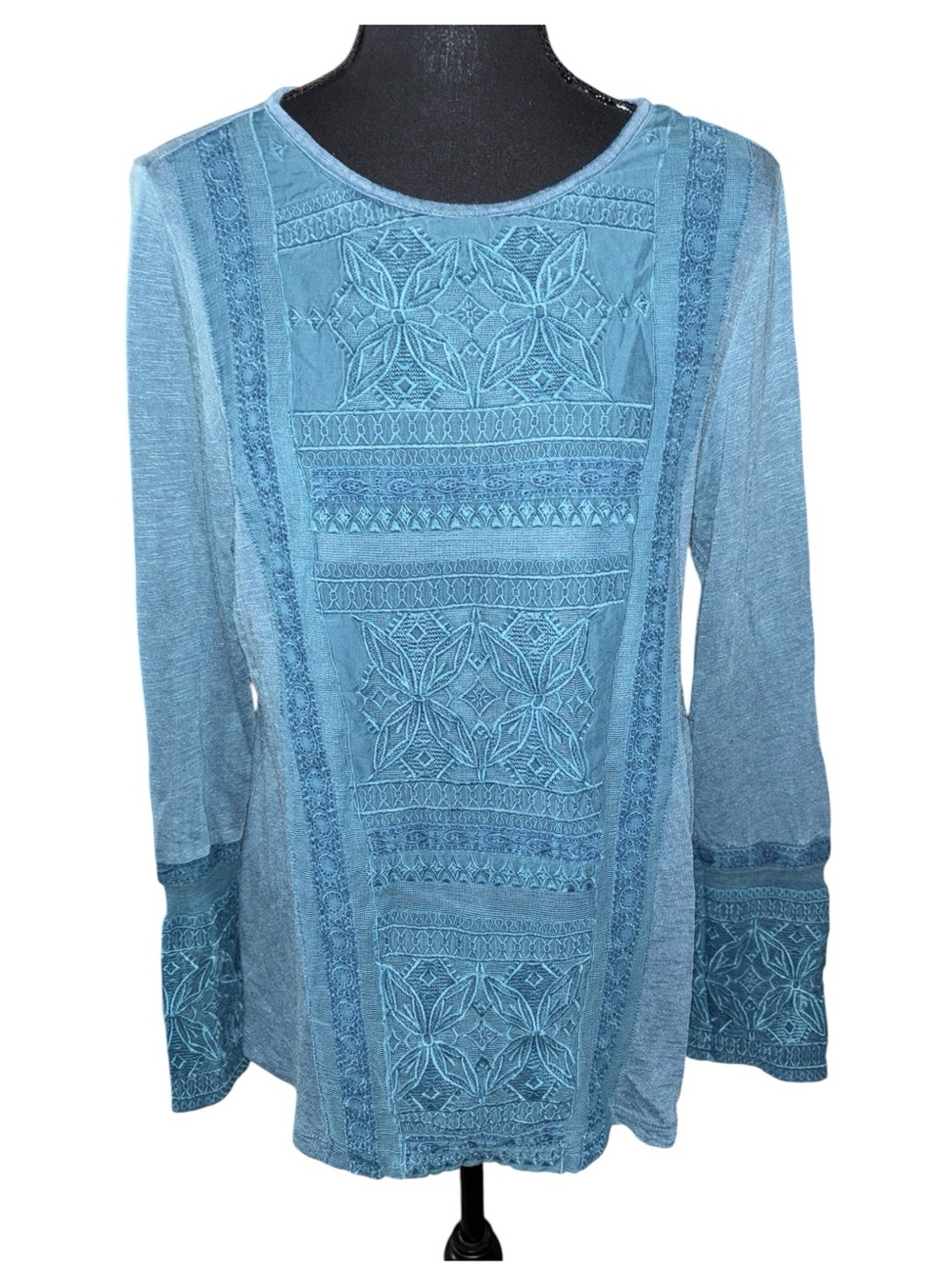 Soft Surroundings Embroidered Tunic Cotton Lagenlook Artsy Boho Size M